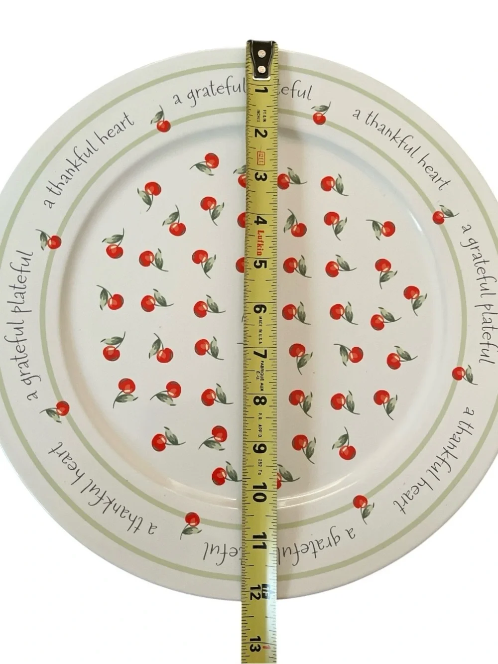 Hallmark Cherry Motif 12” Decorative Serving Plate in Cream and Red